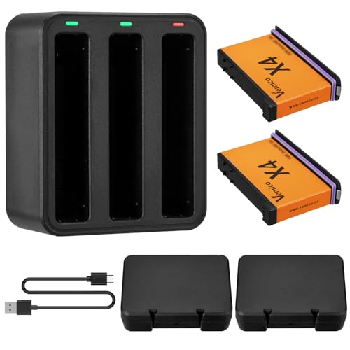 Vemico 360 X4 Akku Ladegerät Set 2 X 2500mAh 360 One X4 Akkus 3 Kanal LED X4 Ladegerät Typ-C mit und Micro-USB Ladeschnittstelle für 360 One X4 Kamera(Achtung: Nicht wasserdicht) Vemico 360 X4 Akku Ladegerät Set 2 X 2500mAh 360 One X4 Akkus 3 Kanal LED X4 Ladegerät Typ-C mit und Micro-USB Ladeschnittstelle für 360 One X4 Kamera(Achtung: Nicht wasserdicht) von Vemico