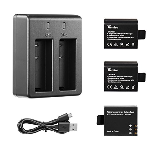 Vemico Action Cam Akku Ladegerät Kits 3-teilige 1050mAh EK7000 Akku PG1050 für AKASO EK7000 Pro,WOLFANG,iZEEKER,Surfola,TIMNUT,Apexcam,Rollei,VEMONT,Greatop,Explotrek,Xilecam,APEMAN,Crosstour,SJ4000 Vemico Action Cam Akku Ladegerät Kits 3-teilige 1050mAh EK7000 Akku PG1050 für AKASO EK7000 Pro,WOLFANG,iZEEKER,Surfola,TIMNUT,Apexcam,Rollei,VEMONT,Greatop,Explotrek,Xilecam,APEMAN,Crosstour,SJ4000 von Vemico