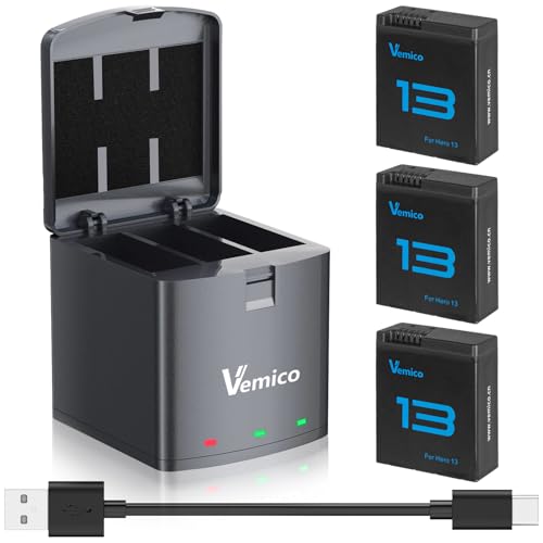 Vemico Hero 13 Akku Ladegerät Kit 3 Pack 2100mAh Ersatzakkus Typ-C LED Dreikanal-Ladegerät für Hero 13 Black Vollkompatibel mit Original Vemico Hero 13 Akku Ladegerät Kit 3 Pack 2100mAh Ersatzakkus Typ-C LED Dreikanal-Ladegerät für Hero 13 Black Vollkompatibel mit Original von Vemico
