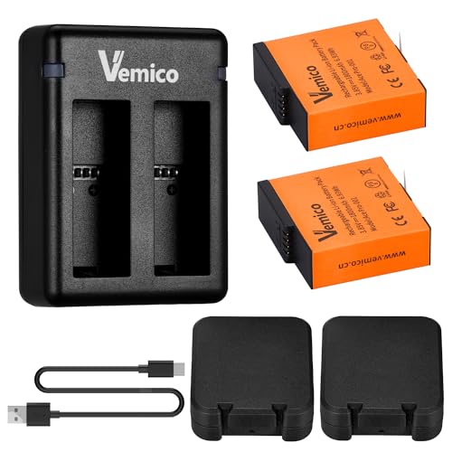 Vemico Insta360 Ace Pro Akku Ladegerät Kit 2 X 1800mAh Ersatzakkus Dual Typ-C Kanal LED Ladegerät mit und Micro-USB Ladeschnittstelle für Insta360 Ace / Insta360 Ace Pro Kamera von Vemico