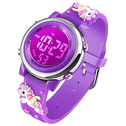 VenSten Digitale Sportuhr für Kinder, wasserdicht, für Mädchen und Jungen, Kinder-Sport, Outdoor-LED, elektrische Uhren mit leuchtendem Alarm, Stoppuhr, Kinderarmbanduhr, Einhorn lila, Verspielt VenSten Digitale Sportuhr für Kinder, wasserdicht, für Mädchen und Jungen, Kinder-Sport, Outdoor-LED, elektrische Uhren mit leuchtendem Alarm, Stoppuhr, Kinderarmbanduhr, Einhorn lila, Verspielt von VenSten