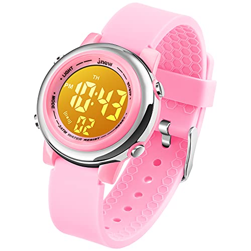 VenSten Digitale Sportuhr für Kinder, wasserdicht, für Mädchen und Jungen, Kinder-Sport, Outdoor-LED, elektrische Uhren mit leuchtendem Alarm, Stoppuhr, Kinderarmbanduhr, Jelly Pink, Armband VenSten Digitale Sportuhr für Kinder, wasserdicht, für Mädchen und Jungen, Kinder-Sport, Outdoor-LED, elektrische Uhren mit leuchtendem Alarm, Stoppuhr, Kinderarmbanduhr, Jelly Pink, Armband von VenSten