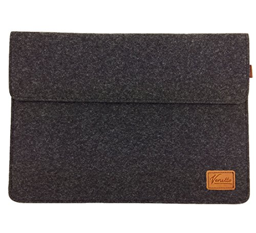 Venetto 13,3 Zoll Macbook Air/ Pro Retina /12,9 Zoll iPad Pro, Microsoft Surface, Laptop Tasche Filz Sleeve Hülle Filztasche Ultrabook cover (Schwarz meliert) von Venetto