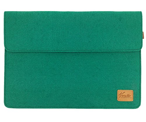 Venetto 13,3 Zoll Macbook Air/ Pro Retina /12,9 Zoll iPad Pro, Microsoft Surface, Laptop Tasche Filz Sleeve Hülle Ultrabook cover (Grün dunkel) von Venetto