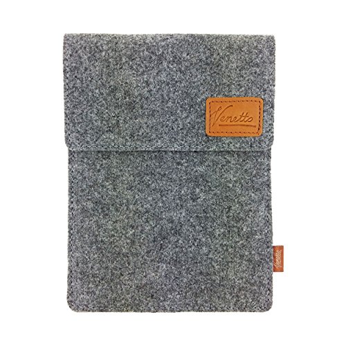 Venetto Tasche für iPad Pro 9.7" / 10.5" eBook-Reader, Tablet 10.1" Hülle aus Filz Sleeve Schutzhülle für Samsung Tab A, E, S2, S3, Lenovo, Huawei MediaPad, Asus, Trekstor, Medion, Odys, Acer, grau von Venetto