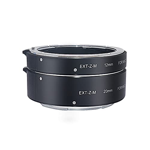 Venidice EXT-Z-M Autofokus Makro Zwischenringe, Extension Tube für Nikon Z Mount Z6 Z7 Z50 Mikro SLR Digitalkamera, Metal Ring+Plastic Body, für Makro fotographie, Black (12+20mm) von Venidice