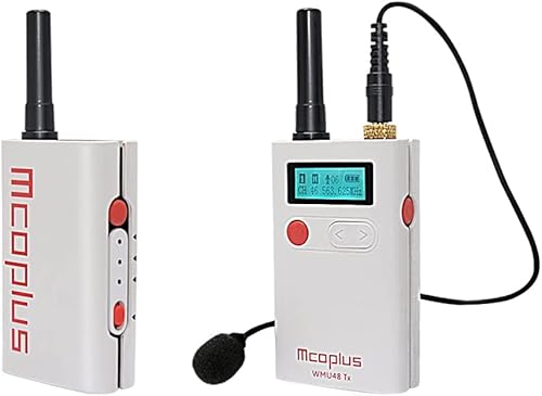 mcoplus UHF-WMU48 (GA) Lavalier Mikrofon Wireless, 48-Channel UHF Kabellos Ansteckmikrofon System, Lapel Microphone für Smartphone DSLR Kamera Camcorders Interviews, 1 TX+ 1 RX von Venidice