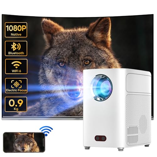 Mini Beamer, 17000Lux Intelligenter Augenschutz Tragbarer Beamer 4k Heimkino, Max 250" Dual Hi-Fi Smart Projector Lautsprecher 0.9kg Bluetooth Beamer Heimkino Handy von VenirCool