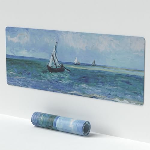 Venit Keys Blaue Segelboote Gaming Mouse Pad, Lagre Tastatur und Mouse Pad(300 * 800 * 3mm), wasserdichte und Anti-Rutsch Erweiterte Mausmatte für Office&Home von Venit Keys