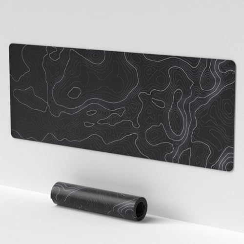 Venit Keys Schwarze Gaming Mouse Pad Extended Mouse Mat Topographic Mouse Pad Große rutschfeste Schreibtischauflage für Tastatur und Maus (300 * 700 * 3mm) von Venit Keys