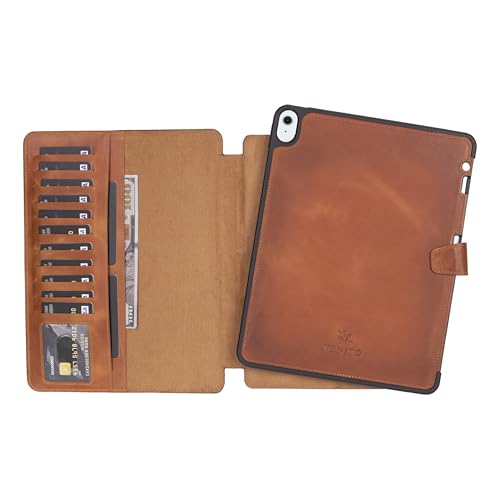 VENITO PARMA Premium Lederhülle für iPad Air 11 Zoll M2 (2025/2024) mit Stifthalter, handgefertigt, Kickstand, abnehmbare Brieftasche, Vollnarbenleder, kompatibel mit Apple Pencil, Antik Braun von Venito