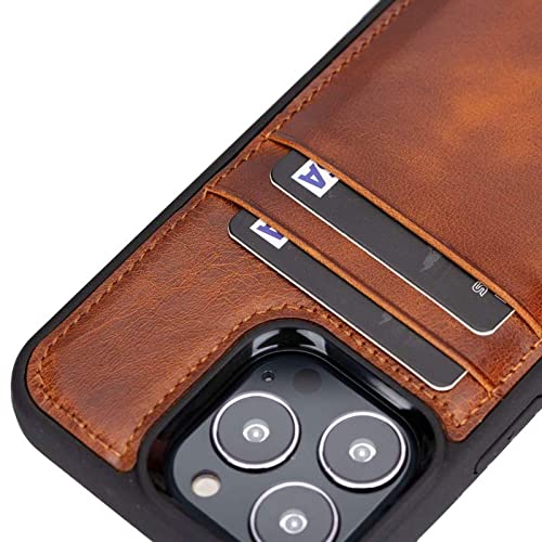 Venito Capri Leder Wallet Case Kompatibel mit iPhone 13 Pro Max (6,7 Zoll) - Extra Sicher mit RFID-Blockierung & Gepolsterte Rückseite Cover (Antik Braun) von Venito