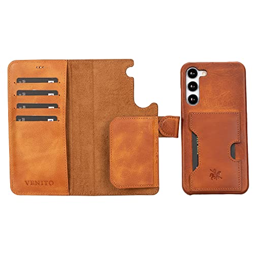 Venito Florenz Leder Brieftasche Handyhülle Kompatibel mit Samsung Galaxy S23 Plus (6,6 Zoll) Hülle - Extra Sicher mit RFID-Blockierung - Abnehmbare Handygeldbörse (Antik Braun) von Venito