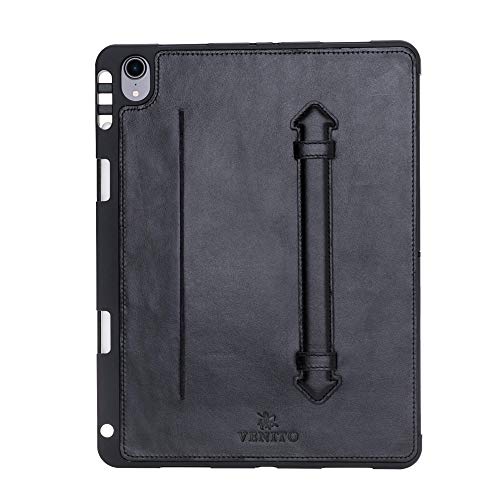 Venito Lecce 11 Flex-Griff Tablet Wallet 2018 mit mehreren Kartenfächern und einem ID-Fenster - Multifunktionale iPad Pro Zoll Schutzhülle Handgefertigte Premium-Leder-Tablet-Hülle Rustic Black von Venito