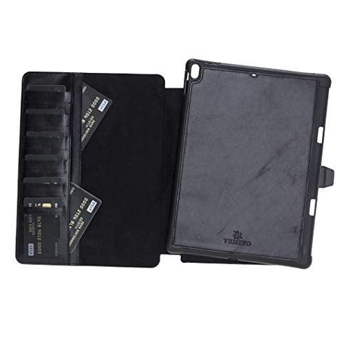 Venito Parma Schutzhülle für iPad Air 10,5 Zoll (26,7 cm), mit Mehreren Kartenfächern, handgefertigt, hochwertiges Leder Rustic Black von Venito