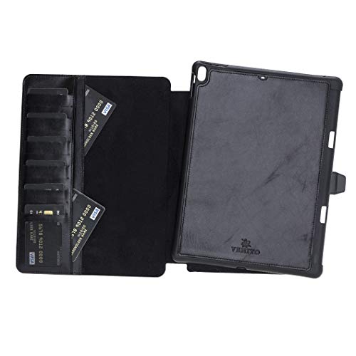 Venito Parma Schutzhülle für iPad Air 10,5 Zoll (26,7 cm), mit Mehreren Kartenfächern, handgefertigt, hochwertiges Leder Rustic Black von Venito
