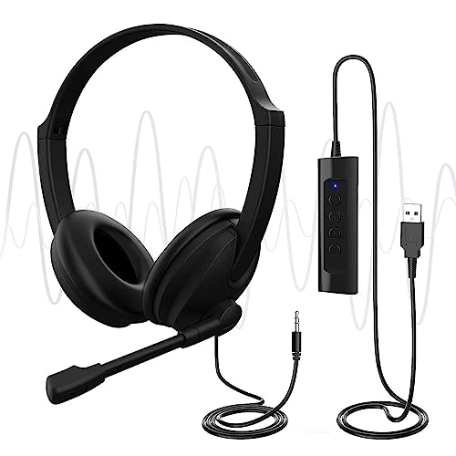 U17D USB-Headsets mit Mikrofon, 3 m Länge, Geräuschunterdrückung, Stereo-Kopfhörer für PC, Laptop, USB/3,5 mm, Mehrzweck-USB-Headsets für Call Center U17D USB-Headsets mit Mikrofon, 3 m Länge, Geräuschunterdrückung, Stereo-Kopfhörer für PC, Laptop, USB/3,5 mm, Mehrzweck-USB-Headsets für Call Center von Venker EL