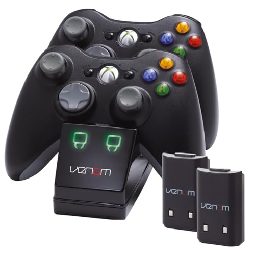 Venom Twin Docking Station für Xbox 360 - Ladestation für Xbox 360 Controller inklusive 2 Zusatz Akkus von Venom