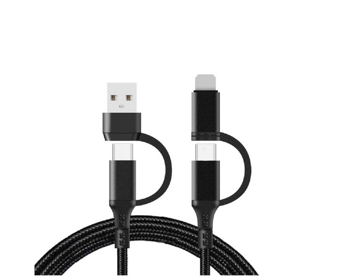 Ventarent 4 in 1 USB / USB C Cable Lightning USB-C USB-A Smartphone-Kabel, Lightning, USB Typ A, USB-C, USB-C, Lightning, 8Pin, USB Typ A (120 cm), USB, Lightning, USB-C, fast charging von Ventarent