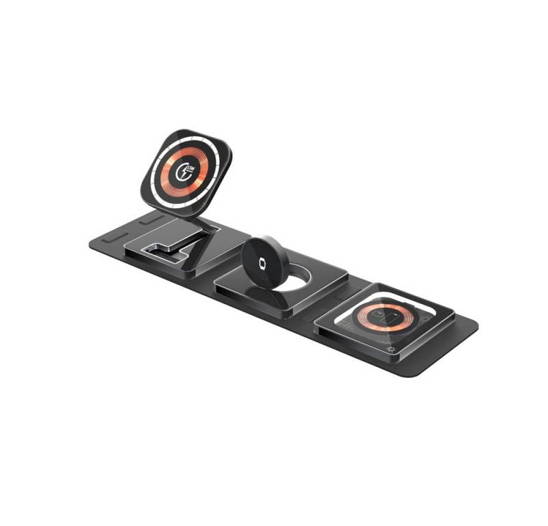 Ventarent Faltbare 4 in 1 Wireless Charger Kabelloses Ladegerät Induktions-Ladegerät (3000 mA, Fast Charging, 1-tlg., RGB Beleuchtung, MagSafe, faltbar) von Ventarent
