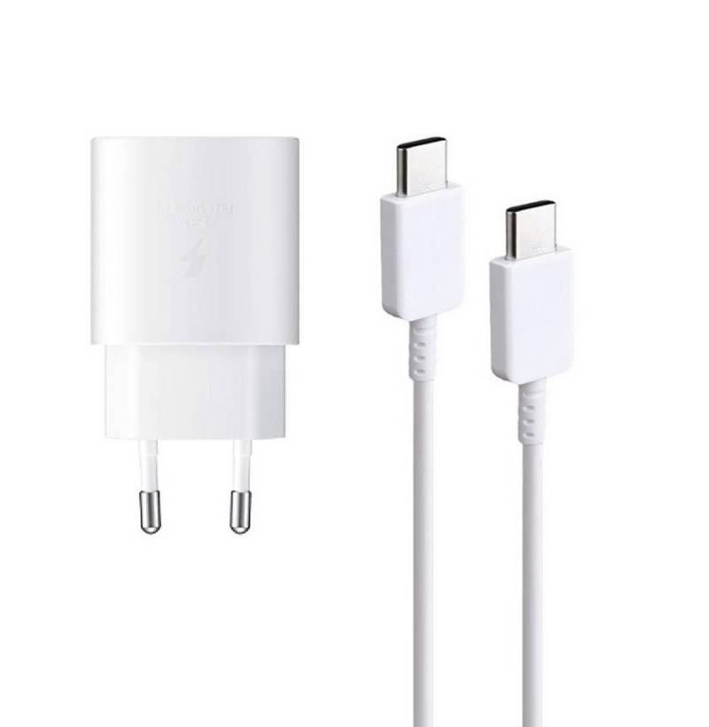 Ventarent Schnellladeset USB C für Samsung Galaxy S25 S24 S23 S22 S21 S20 USB-Ladegerät (2770,00 mA, Set, 2-tlg., 1x Adapter USB-C 25 Watt + 1x Ladekabel USB-C auf USB-C, Schnellladekabel & Netzteil mit Fast Charging) von Ventarent