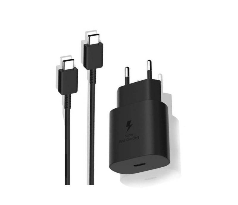 Ventarent Schnellladegerät USB C passt für Samsung Galaxy S23 S22 S21 S20 Ultra USB-Ladegerät (2770,00 mA, Set, 2-tlg., 1x Adapter USB-C 25 Watt + 1x Ladekabel USB-C auf USB-C, Schnellladekabel & Netzteil mit Fast Charging) von Ventarent