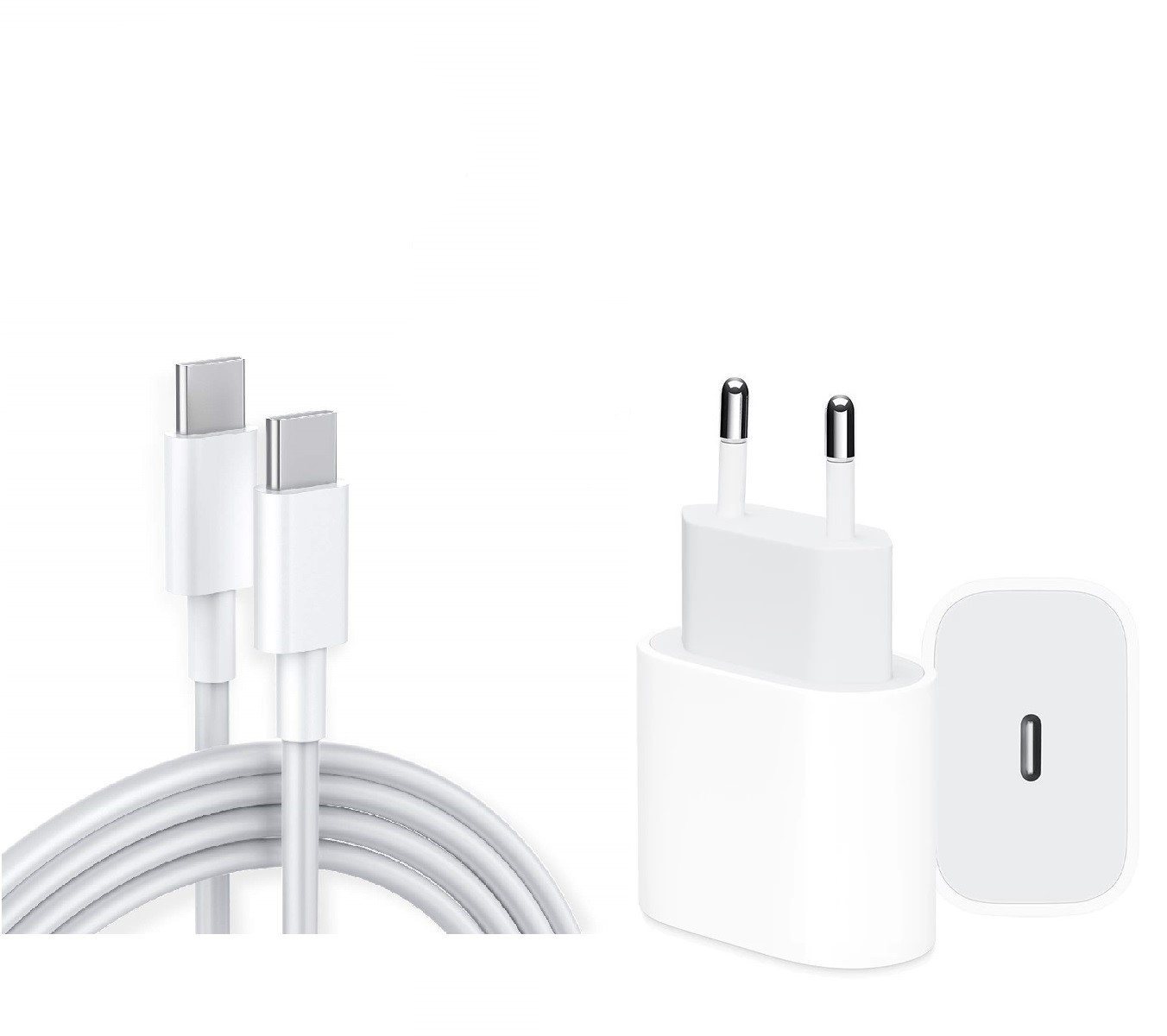 Ventarent Schnellladegerät USB C passt für iPhone 15 / Pro / Max / Plus & iPad USB-Ladegerät (2,22 mA, Set, 2-tlg., 1 x Adapter 20 Watt + 1x Ladekabel USB-C auf USB-C 1 Meter, Fast Charging) von Ventarent