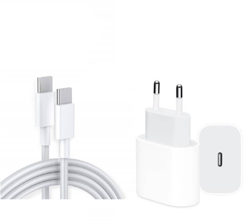 Ventarent Schnellladegerät USB C für iPhone 16 + 15 /Pro /Max / e /Plus & iPad USB-Ladegerät (2,22 mA, Set, 2-tlg., 1 x Adapter 20 Watt + 1x Ladekabel USB-C auf USB-C 1 Meter, Fast Charging) von Ventarent