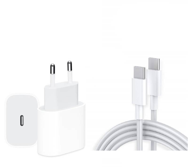 Ventarent Schnellladegerät USB C für iPhone 16 + 15 /Pro /Max / e /Plus & iPad USB-Ladegerät (2,22 mA, Set, 2-tlg., 1 x Adapter 20 Watt + 1x Ladekabel USB-C auf USB-C 2 Meter, Fast Charging) von Ventarent