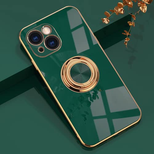 Vepbk Handyhülle für iPhone 13 Mini, Hülle mit Ring Ständer 360 Grad Halterung Silikon Handyhülle Soft Case Weich Hüllen Kameraschutz Schutzhülle Dünn TPU Stoßfest Cover für iPhone 13 Mini,Grün von Vepbk