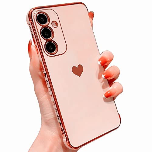 Vepbk Hülle für Samsung Galaxy A14 5G/4G Silikon Handyhülle mit Motiv Muster Herzen Schutzhülle Weich Hülle Case Kameraschutz Dünn Stoßfest Bunt Gummi Cover für Samsung Galaxy A14 5G/4G,Rose Gold von Vepbk