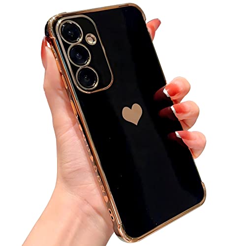 Vepbk Hülle für Samsung Galaxy A54 5G, Silikon Handyhülle mit Motiv Muster Herzen Schutzhülle Weich Hülle Case Kameraschutz Dünn Stoßfest Cover Bunt Gummi Hülle für Samsung Galaxy A54 5G,Schwarz von Vepbk