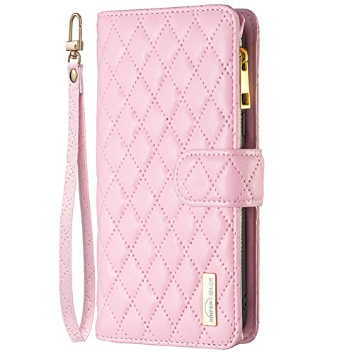 Vepbk für Samsung Galaxy A13 4G Hülle, Handyhülle Tasche Geldbörse Hülle Leder Klapphülle mit Reißverschluss Kartenfach Geldfach Flip Case Klappbar Schutzhülle für Samsung Galaxy A13 4G,Rosa von Vepbk