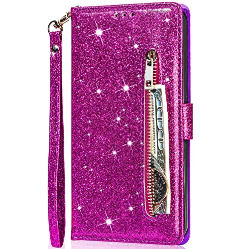 Vepbk für Xiaomi 13 Hülle, Lederhülle Schutzhülle Handyhülle Leder Handytasche Case Hülle Glitzer mit Kartenfach Geldbörse Magnet Brieftasche Etui Flip Cover für Xiaomi 13,Lila von Vepbk