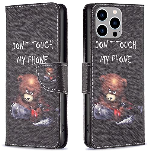 Vepbk für iPhone 14 Pro Max (Nicht für iPhone 14 Pro) Hülle, Handyhülle mit Muster Bunt Motiv Kartenfach Klapphülle Flip Case Leder Magnet Klappbar Cover Schutzhülle für iPhone 14 Pro Max,Schwarz von Vepbk