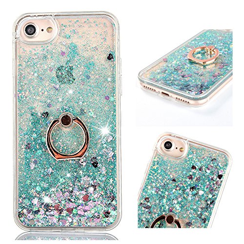 ZCRO (Nicht Für 6/6S) Hülle für iPhone 6 Plus/iPhone 6S Plus, Handyhülle Case Hülle Glitzer Flüssig Transparent Silikon Cover mit Ring Halterung Ständer für iPhone 6 Plus/iPhone 6S Plus (Grün) von Vepbk