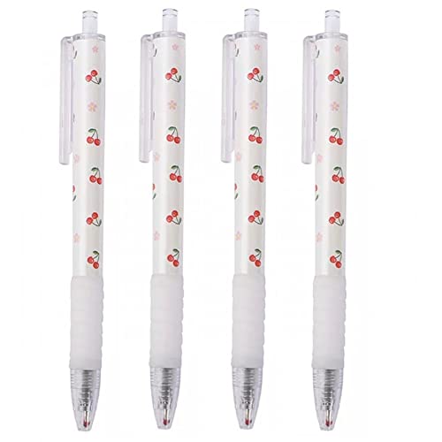 4pcs Süße Obst Cherry Press Gel Stift Rollerball Stift 0,5 Mm Schwarze Tinte Für Erwachsene Schreiben Note Nehmen Sie Die Schule von Vepoty