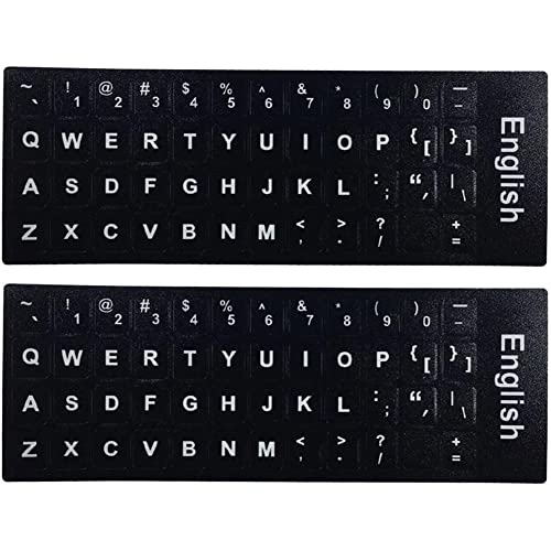 Vepoty Computer-Tastatur-Aufkleber, 2 Stück, PVC, universelle englische Tastatur-Aufkleber, Ersatz-Tastatur-Haut von Vepoty