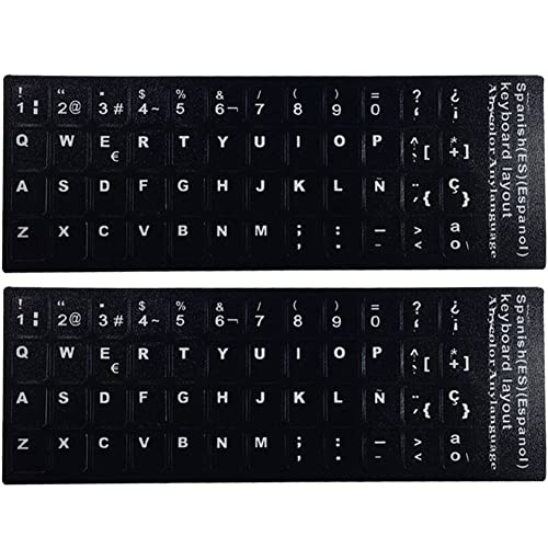Vepoty Computer-Tastatur-Aufkleber, 2 Stück, PVC, universelle spanische Tastatur-Aufkleber, Ersatz-Tastatur-Haut Vepoty Computer-Tastatur-Aufkleber, 2 Stück, PVC, universelle spanische Tastatur-Aufkleber, Ersatz-Tastatur-Haut von Vepoty