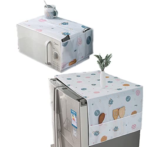 Vepoty Staubschutz für Kühlschrank, Mikrowelle, 2 Stück, wasserdicht, Kühlschranktuch, dekorative Küchengeräteabdeckung mit seitlicher Aufbewahrungstasche von Vepoty