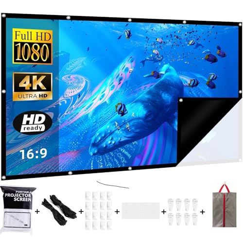 Beamer Leinwand 100 Zoll + Schwarze Rückseite Gegen-Lichtdurchlässigkeit,16:9/Faltenfrei/160°/Waschbar/Faltbar,Indoor/Outdoor, Inklusive Nagelhaken und Handtasche Beamer Leinwand 100 Zoll + Schwarze Rückseite Gegen-Lichtdurchlässigkeit,16:9/Faltenfrei/160°/Waschbar/Faltbar,Indoor/Outdoor, Inklusive Nagelhaken und Handtasche von VerCorkin