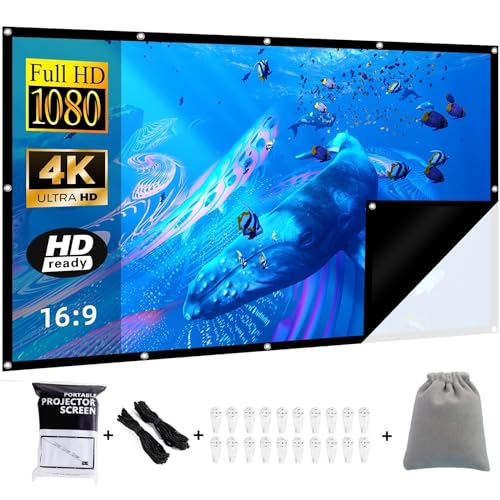 Beamer Leinwand 150 Zoll + Schwarze Rückseite Gegen-Lichtdurchlässigkeit,16:9/Faltenfrei/160°/Waschbar/Faltbar,Indoor/Outdoor, Inklusive Nagelhaken und Handtasche Beamer Leinwand 150 Zoll + Schwarze Rückseite Gegen-Lichtdurchlässigkeit,16:9/Faltenfrei/160°/Waschbar/Faltbar,Indoor/Outdoor, Inklusive Nagelhaken und Handtasche von VerCorkin