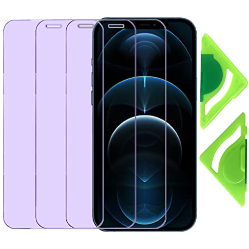 Anti-Blaulicht-Bildschirmschutzfolie für iPhone 12 Pro und iPhone 12(3er Pack) mit General Aligner,2.5D Rand 9H Gehärtetes Glas Schutzfolie für iPhone 12 und iPhone 12 Pro von VerTreV