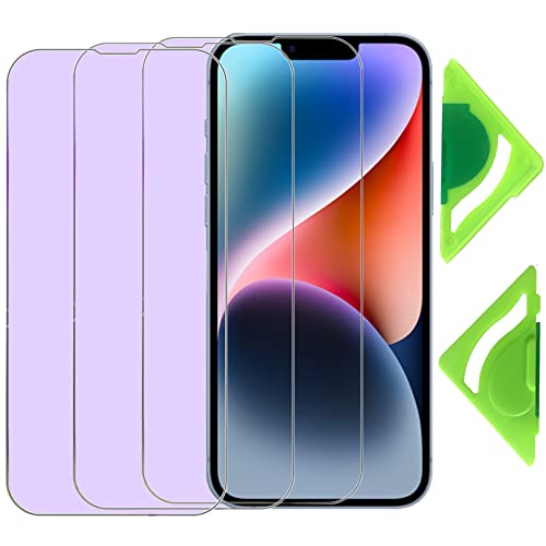 Anti-Blaulicht-Bildschirmschutzfolie für iPhone 16e/13/13 Pro/14(3er Pack) mit General Aligner,2.5D Rand 9H Gehärtetes Glas Schutzfolie von VerTreV