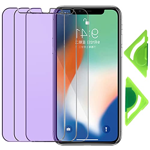 Anti-Blaulicht-Displayschutzfolie für iPhone 11 Pro (3 Stück) mit allgemeiner Ausrichtung, 2,5D Edge 9H gehärtetes Glas Schutzfolie für iPhone X/XS-5,8 Zoll (3 Stück) von VerTreV