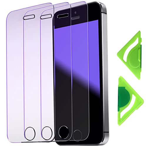 Anti-Blaulicht-Displayschutzfolie für iPhone SE-2016 (3 Stück) mit allgemeiner Ausrichtung, 2,5D Edge 9H gehärtetes Glas Schutzfolie für iPhone 5/5s/5c-4 Zoll (3 Stück) von VerTreV
