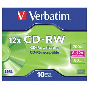 10 verbatim CD-RW 700 MB wiederbeschreibbar 10 verbatim CD-RW 700 MB wiederbeschreibbar von Verbatim