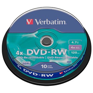 10 Verbatim DVD-RW 4,7 GB wiederbeschreibbar von Verbatim