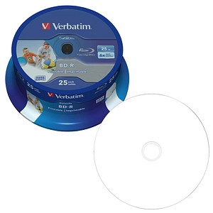 25 Verbatim Blu-ray BD-R 25 GB bedruckbar von Verbatim