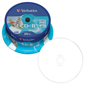 25 Verbatim CD-R 700 MB bedruckbar von Verbatim